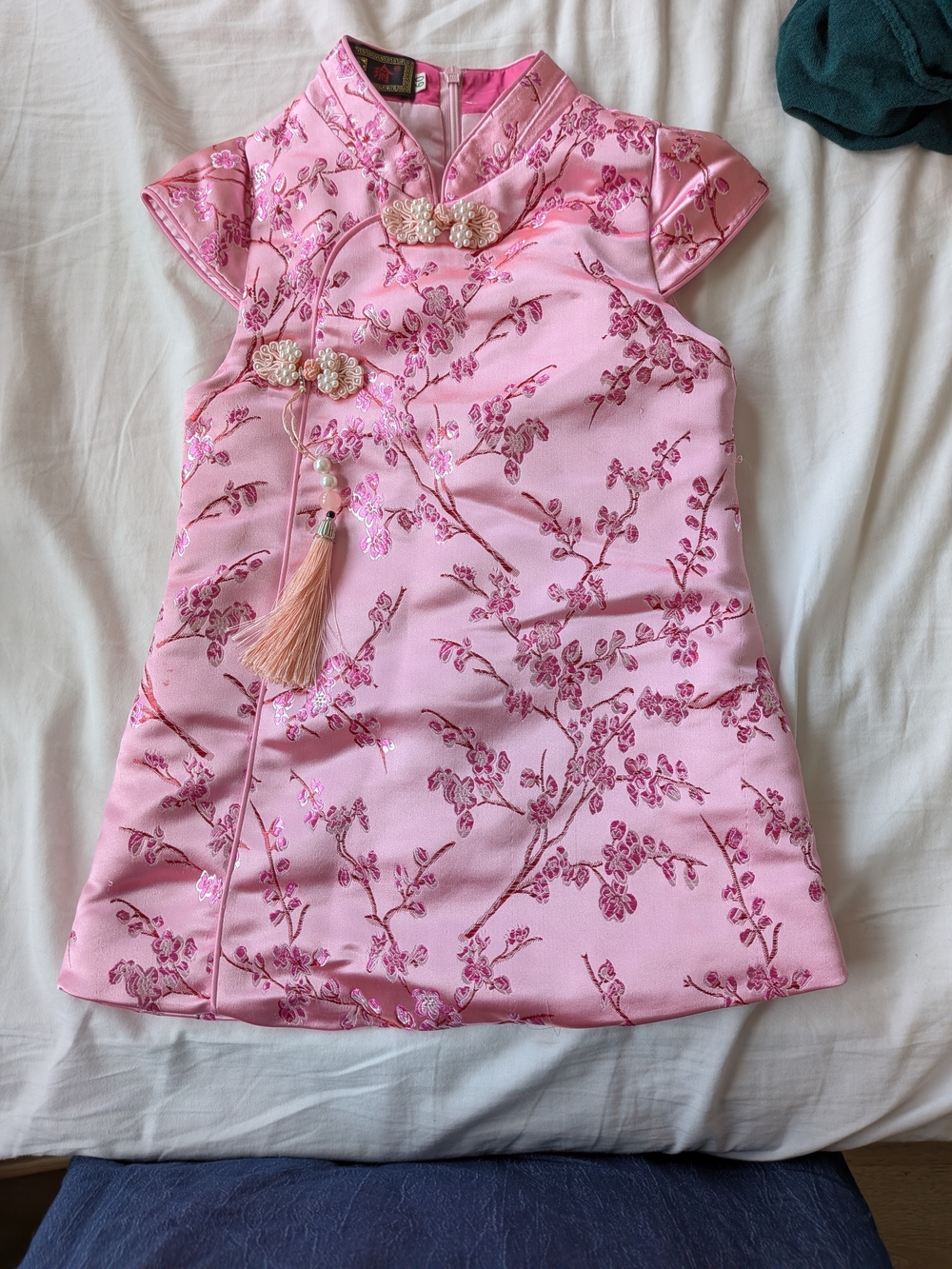 Girls Pink Floral Qipao Baby Dress